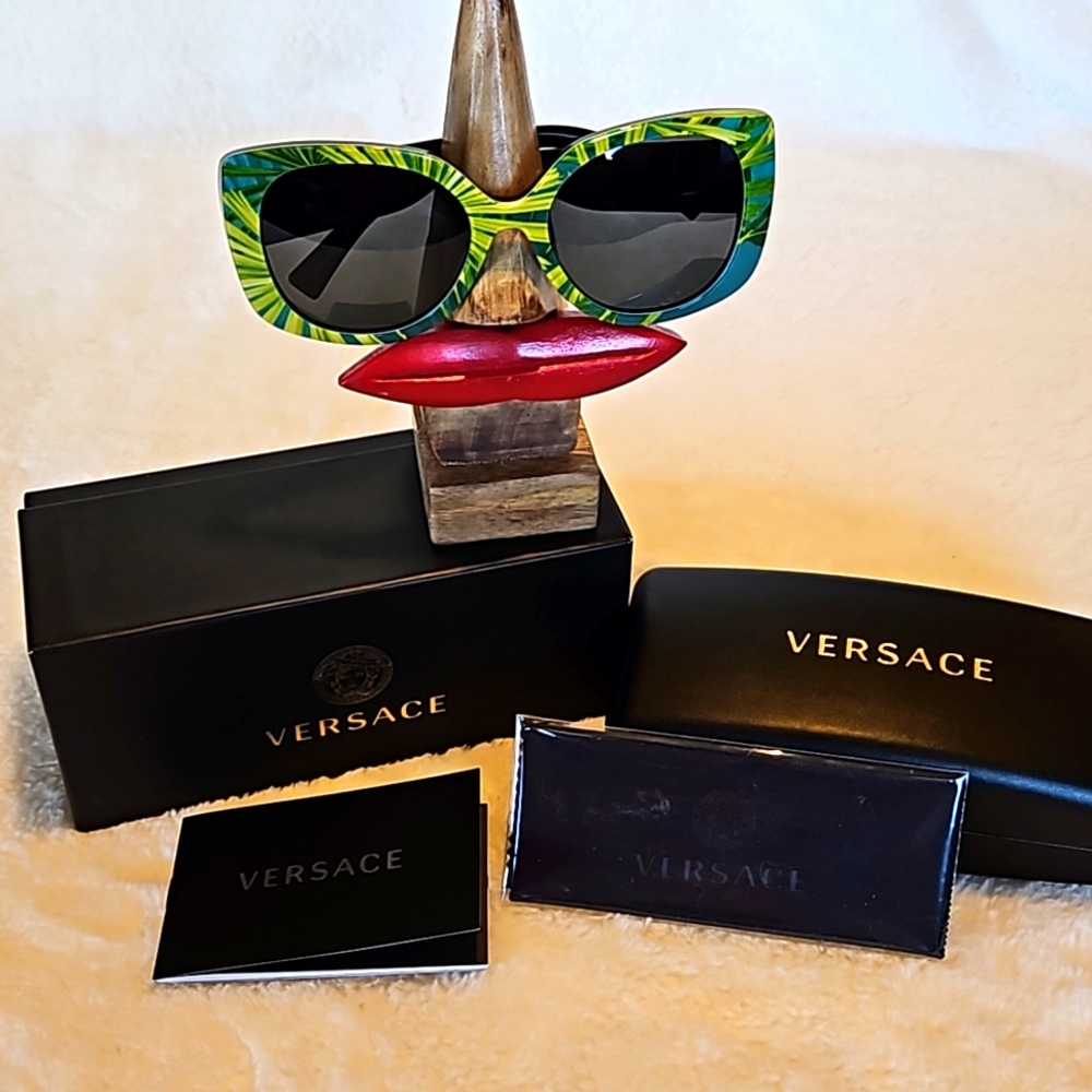 VERSACE Palm Print Sunglasses - Full Inclusion! Like NEW!